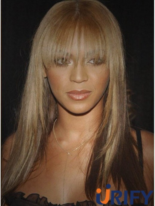 Brown Long Straight mit Pony Lace Front 16 Zoll  Perücken