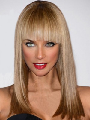 Blonde Straight mit Pony Lace Front 16 Zoll natürliche Tyra Banks Perücken