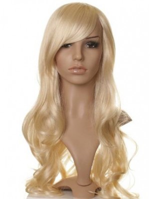 Entworfene blonde lange wellige mit Pony-Promi-Perücken