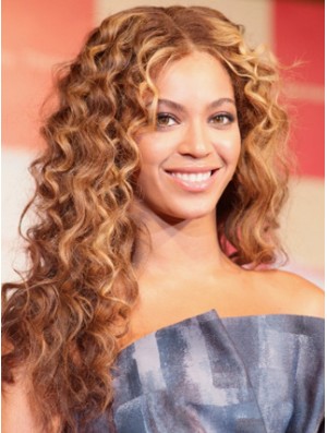 Brown Long Curly ohne Pony Spitze vorne 22 Zoll  Perücken