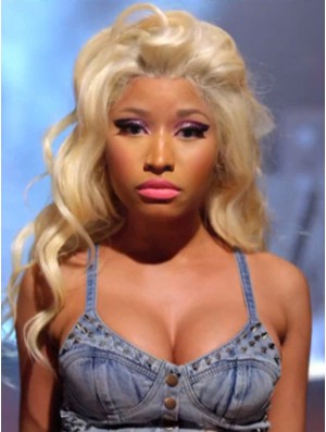 22 Zoll Blonde Wellig Ohne Pony Lange Natürliche Nicki Minaj Perücken