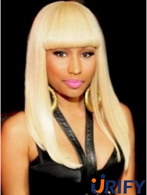 18 Zoll blonde gerade mit Pony lange unkomplizierte Nicki Minaj Perücken