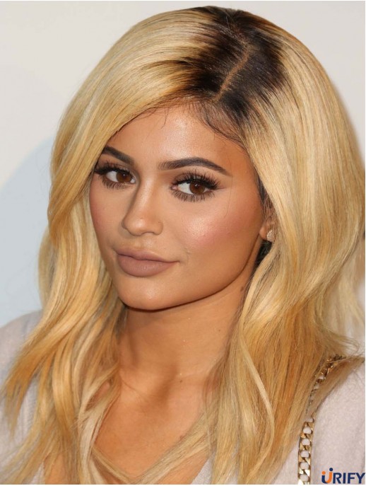 Günstigste 14 Zoll lange gewellte geschichtete kappenlose Kylie Jenner Perücken