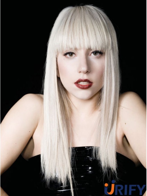 18 Zoll billigste lange gerade mit Pony Lady Gaga Perücken