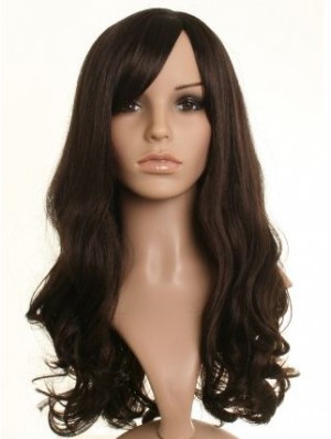 Schöne Brown Long Wavy 21 Zoll mit Pony Celebrity Perücken