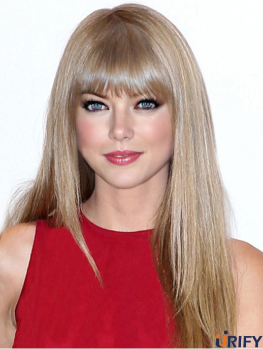 Capless With Bangs Straight Long Blonde Ideale  Perücken