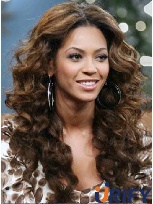 Brown Long Curly ohne Pony Volle Spitze 20 Zoll  Perücken