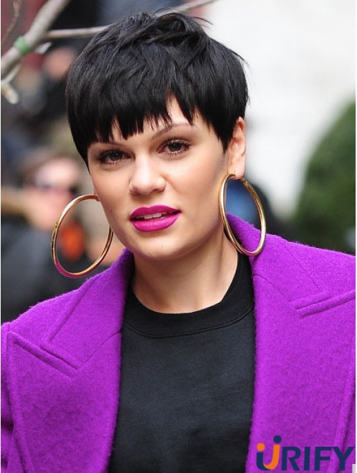 4,5 Zoll Best Black Cropped Straight Boycuts  Perücken