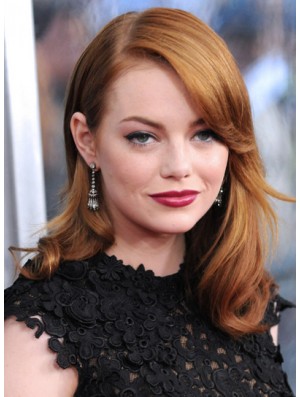 Discount Auburn schulterlange gewellte 16 Zoll geschichtete Emma Stone Perücken