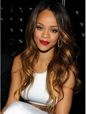 Ombre / 2 Tone Wavy Layered Lace Front 22 Zoll hochwertige  Perücken