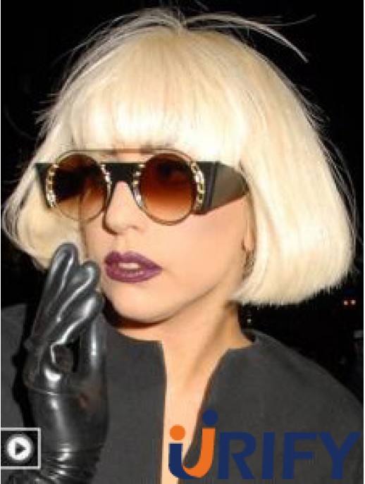 Lady Gaga Perücken UK Bobs Cut Blonde Farbe Straight Style