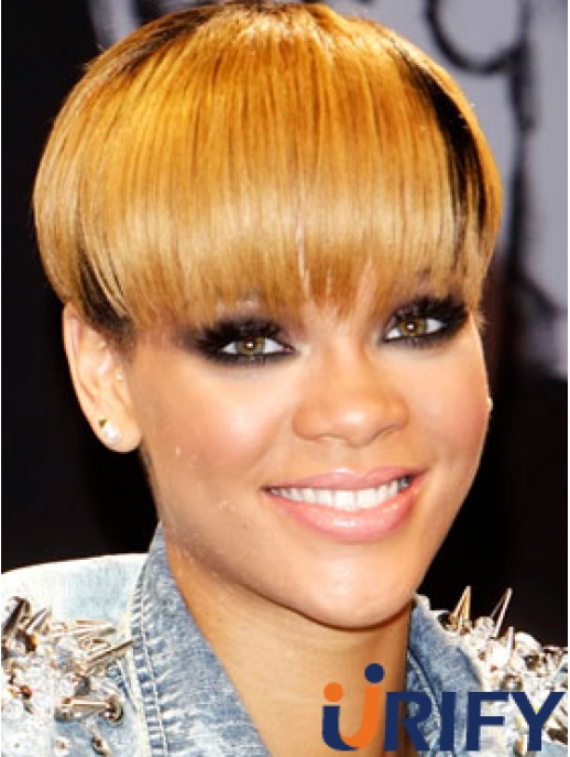 Blonde Straight mit Pony Lace Front 8 Zoll Mode  Perücken