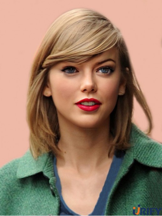 Capless With Bangs Gerade Schulterlange Blonde Günstige  Perücken