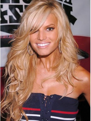 18 Zoll langlebige blonde blonde gewellte geschichtete Jessica Simpson Perücken