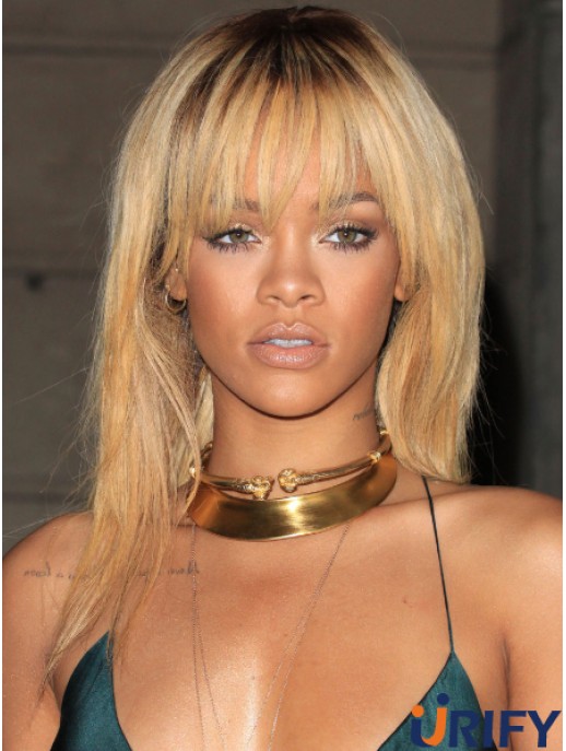 Blonde Straight mit Pony Lace Front 18 Zoll gute  Perücken