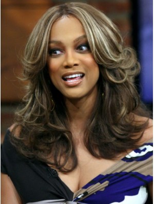 Ombre / 2 Tone Wavy Layered Lace Front 16 Zoll wunderschöne Tyra Banks Perücken