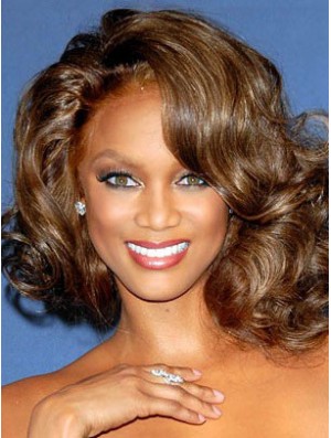 Braun gewellt ohne Pony Spitze vorne 12 Zoll Fabulous Tyra Banks Perücken