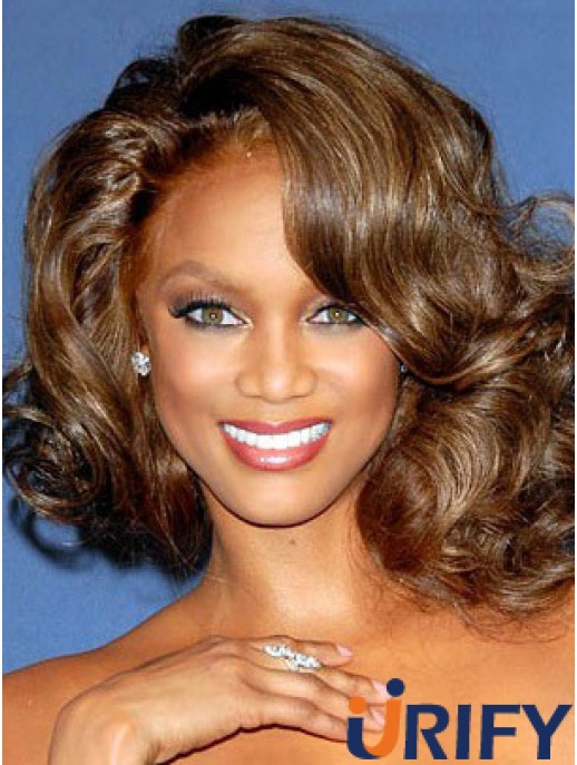 Braun gewellt ohne Pony Spitze vorne 12 Zoll Fabulous Tyra Banks Perücken