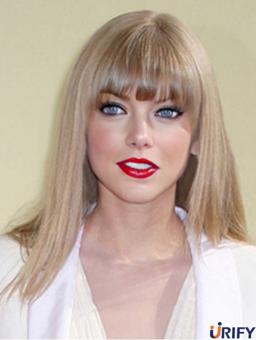 Capless With Bangs Straight Schulterlange Blonde Durable  Perücken