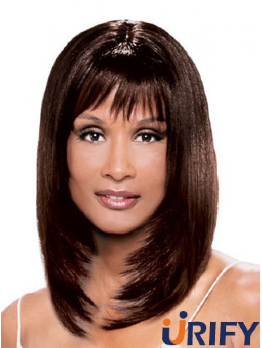 Auburn schulterlang gerade mit Pony Spitze vorne 14 Zoll Beverly Johnson Perücken