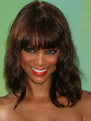Auburn wellig mit Pony Capless 14  inchTop Tyra Banks Perücken