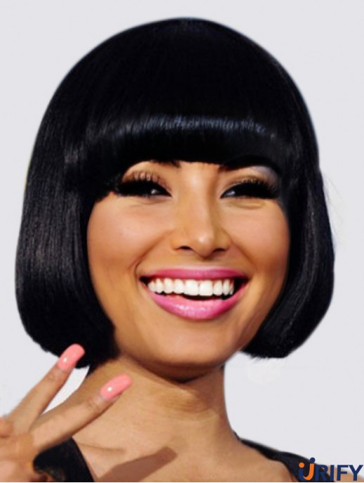 Schwarze gerade Bobs Kinnlänge Günstigste Nicki Minaj Perücken