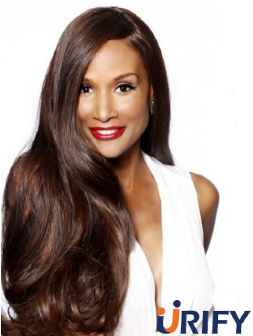 Brown Long Wavy ohne Pony Lace Front 24 Zoll Beverly Johnson Perücken