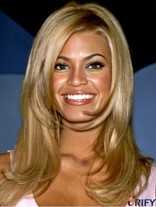Wellige 100% handgebundene geschichtete lange blonde blonde billige Jessica Simpson Perücken