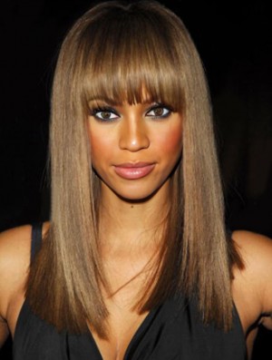 Brown Straight With Bangs Lace Front 16  inchErschwingliche Tyra Banks Perücken
