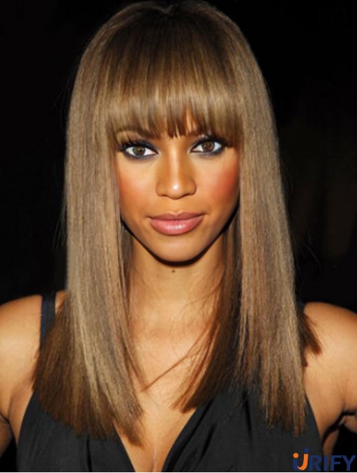 Brown Straight With Bangs Lace Front 16  inchErschwingliche Tyra Banks Perücken