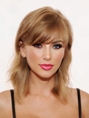 Capless With Bangs Wellige schulterlange blonde blonde  Perücken