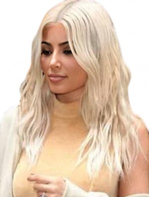 Blonde lange Spitze vorne 20  inchgewellte Remy Menschenhaar  Perücken