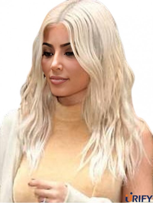 Blonde lange Spitze vorne 20  inchgewellte Remy Menschenhaar  Perücken