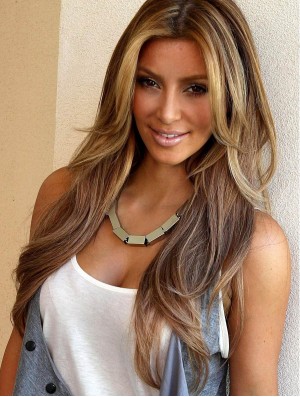 Remy Echthaar Lace Front 24  inchWellige Blonde Lange  Perücken