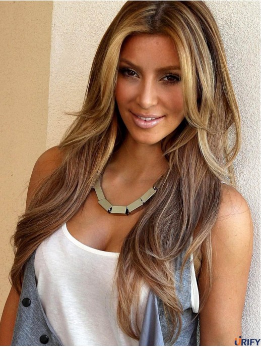Remy Echthaar Lace Front 24  inchWellige Blonde Lange  Perücken