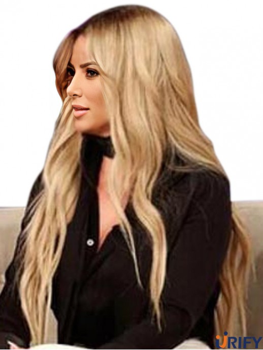 Lace Front Blonde 24  inchOhne Pony Wellige lange synthetische  Perücken