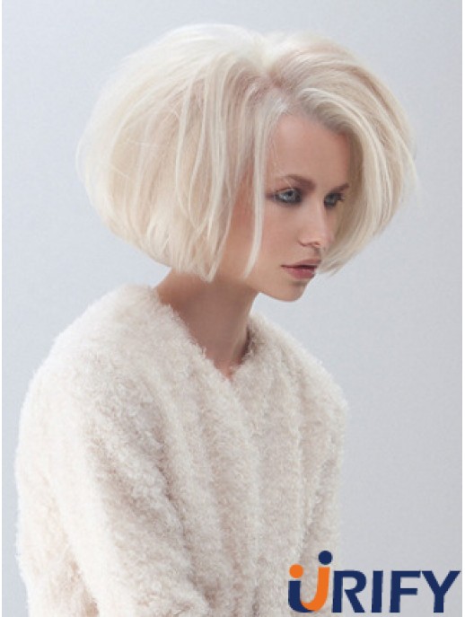 Mode Medium Bob Perücken Platin Farbe Straight Style Kinn Länge