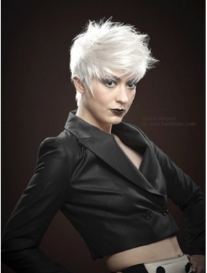 Mono kurze Perücken mit Remy Monofilament Boycuts Straight Style