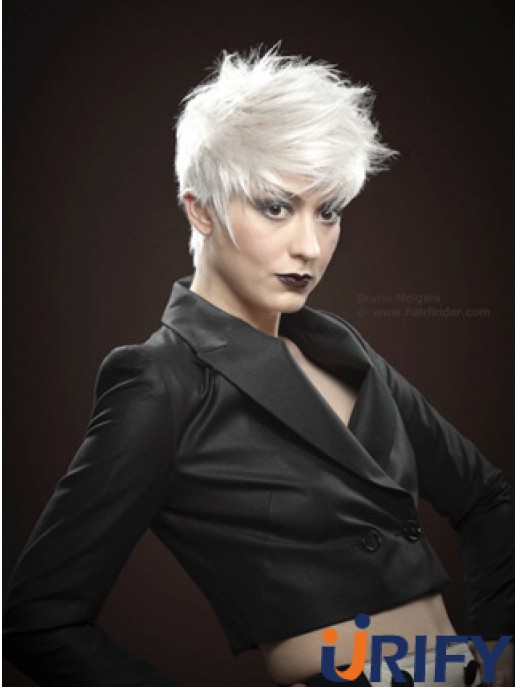 Mono kurze Perücken mit Remy Monofilament Boycuts Straight Style