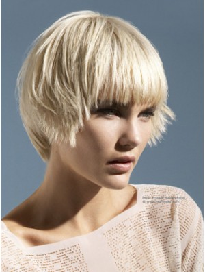Monofilament Boycuts Short Straight 10  inchPlatinblonde Convenient Fashion Perücken