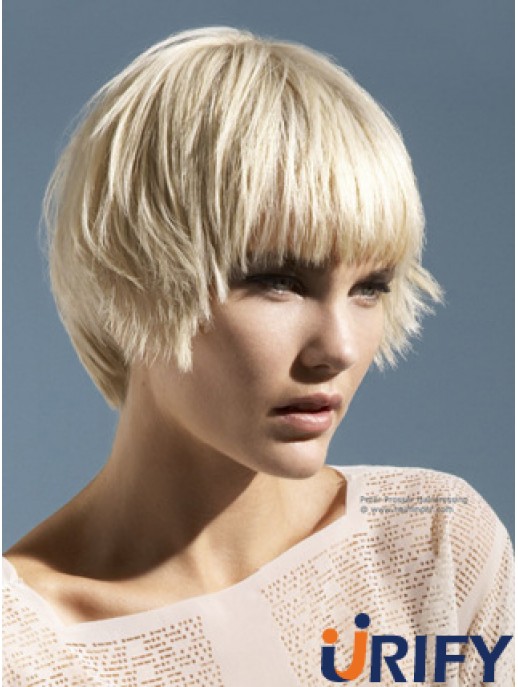 Monofilament Boycuts Short Straight 10  inchPlatinblonde Convenient Fashion Perücken