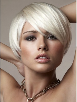 Capless Bobs Short Straight 8 Zoll Platinblond Online Fashion Perücken