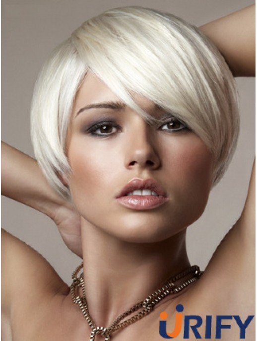 Capless Bobs Short Straight 8 Zoll Platinblond Online Fashion Perücken