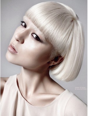 Lace Front Bobs Short Straight 10  inchPlatinblonde Great Fashion Perücken