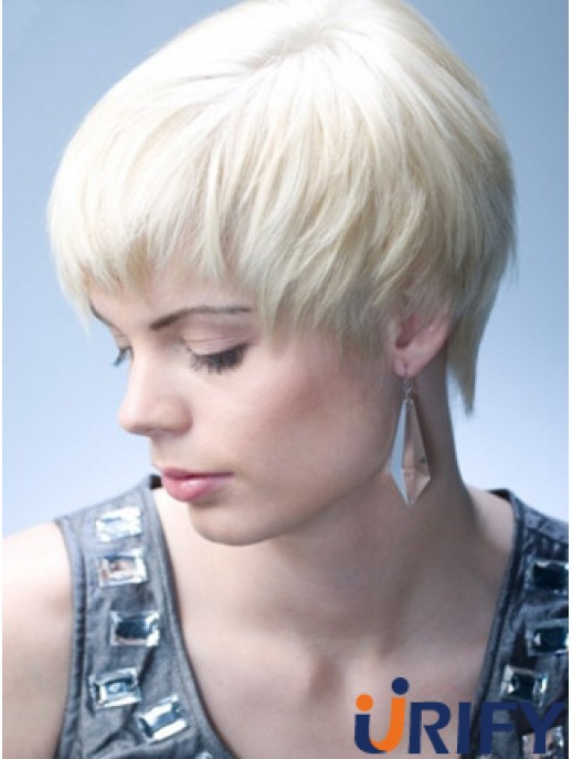 Capless Grey Short Straight 8 Zoll Natural Fashion Perücken