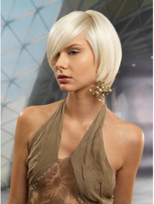 Monofilament Bobs Short Straight 10 Zoll Platinblond Günstigste Mode Perücken