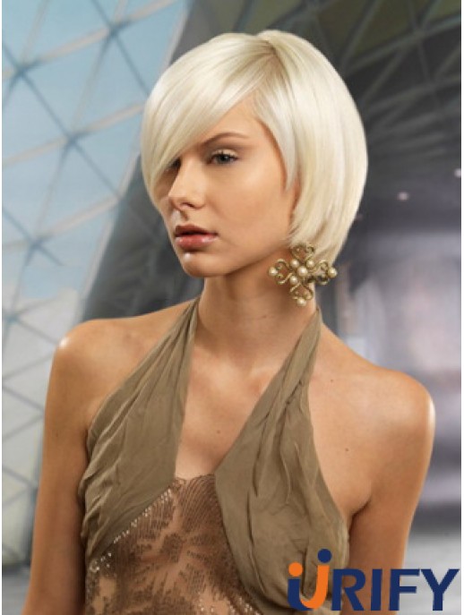 Monofilament Bobs Short Straight 10 Zoll Platinblond Günstigste Mode Perücken