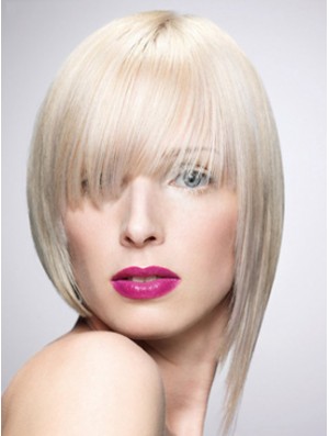Monofilament Bobs Short Straight 10 Zoll Platinblond New Fashion Perücken