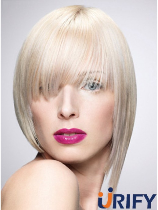 Monofilament Bobs Short Straight 10 Zoll Platinblond New Fashion Perücken