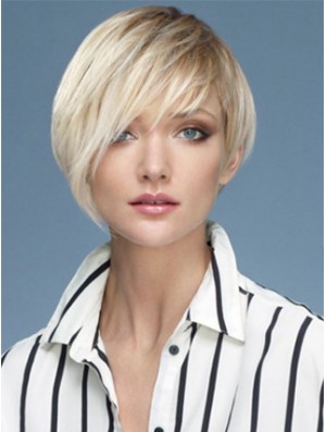 Capless Boycuts Short Straight 10 Zoll Platin Blonde Sassy Fashion Perücken